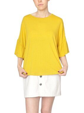 Just Yellow Ruffle Short Sleeve Top